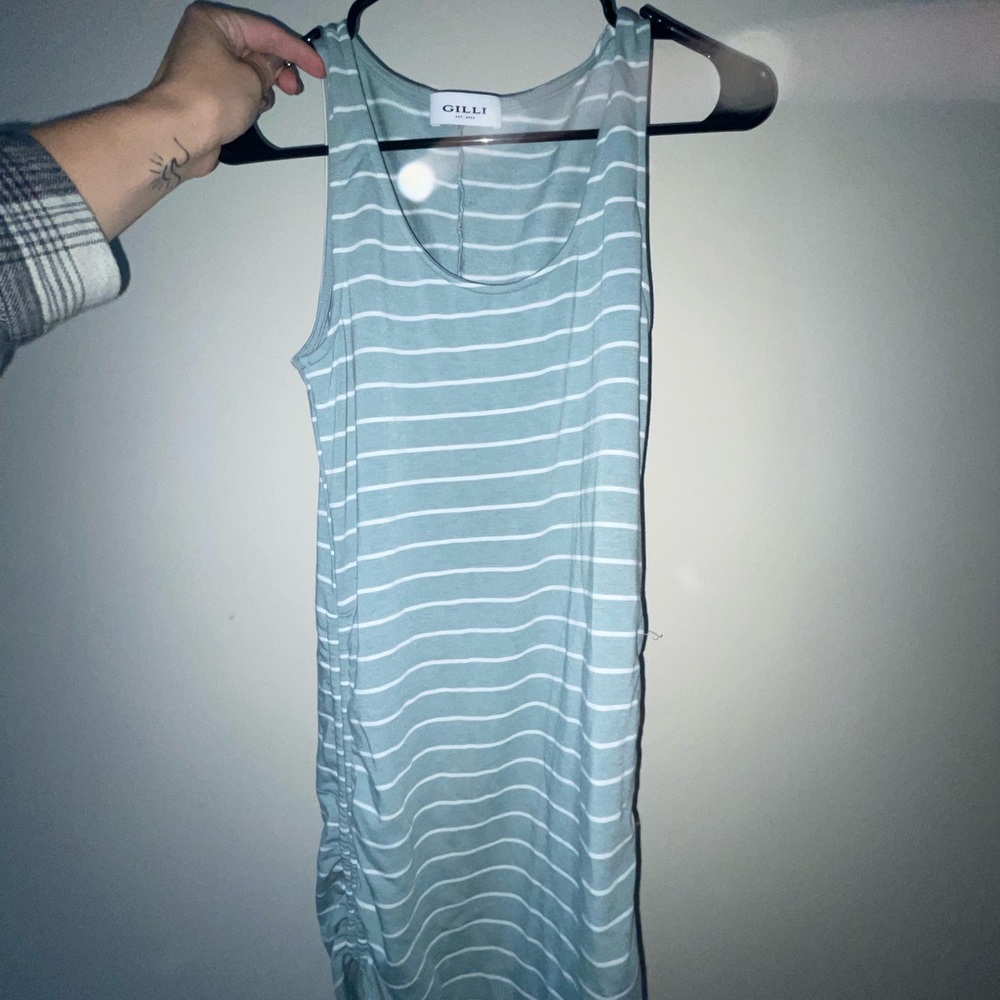 Gilli Blue and White Striped Tank Dress